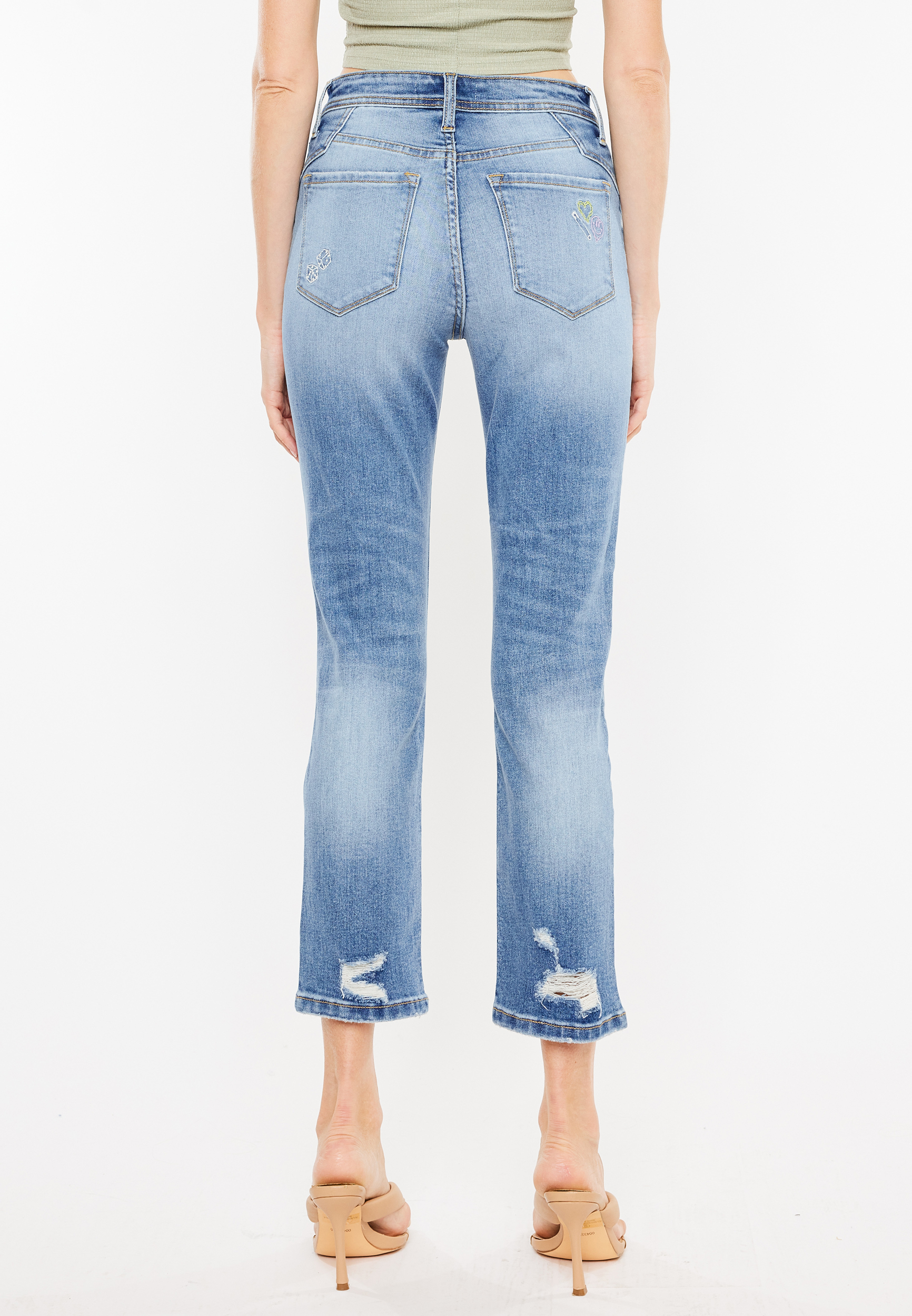 KanCan&trade; Straight High Rise Embroidered Pocket Ankle Jean, C3337, large