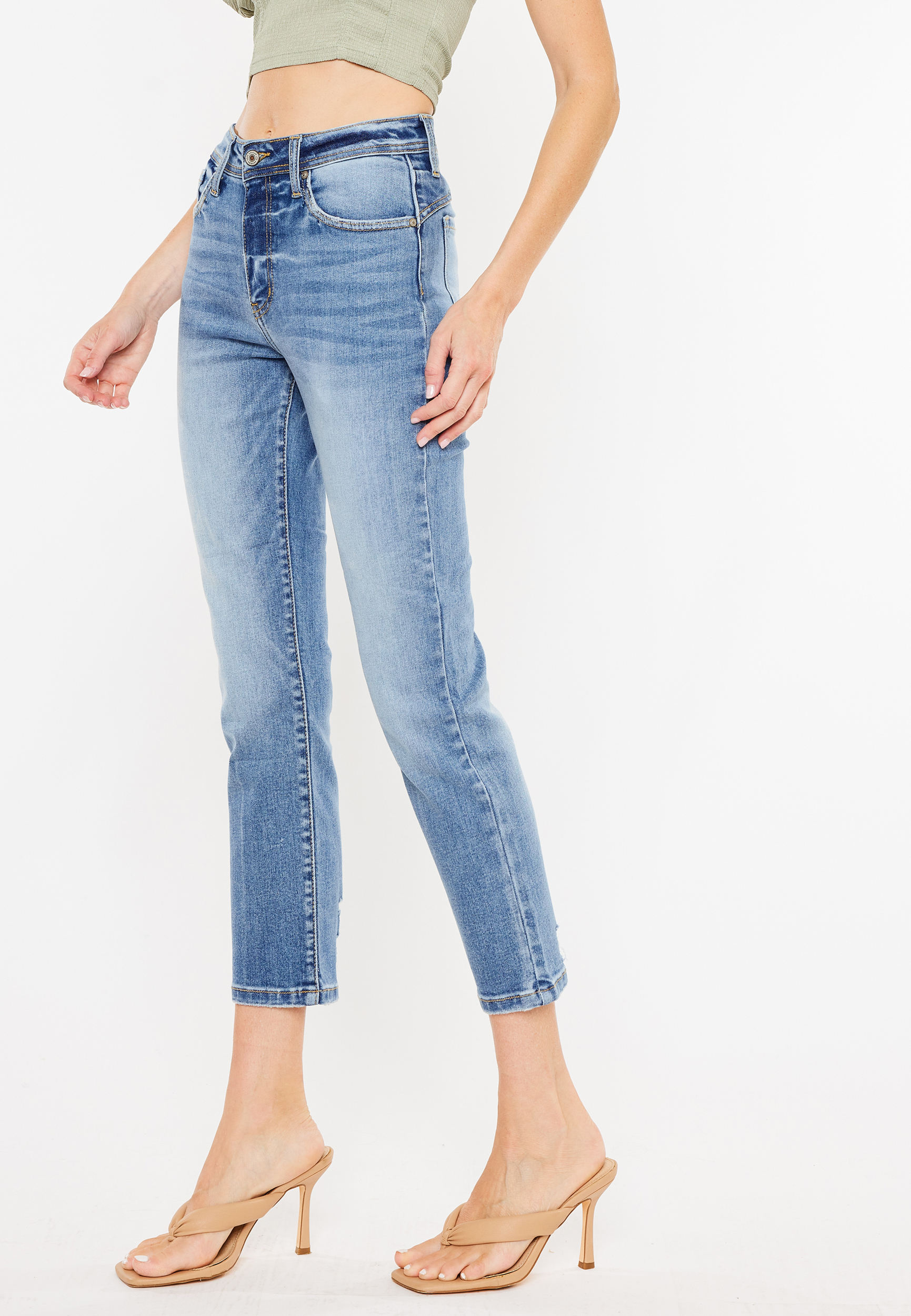 KanCan&trade; Straight High Rise Embroidered Pocket Ankle Jean, C3337, large