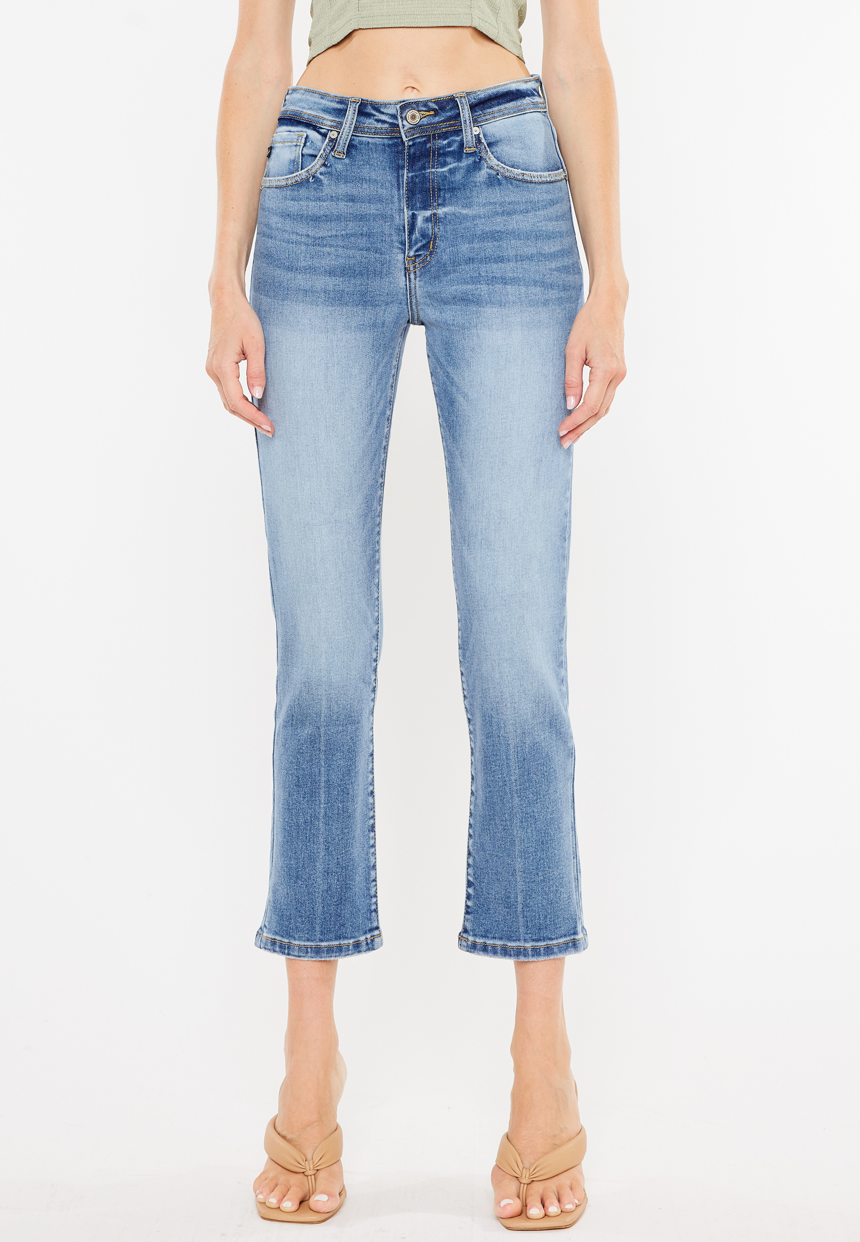 KanCan&trade; Straight High Rise Embroidered Pocket Ankle Jean, C3337, large