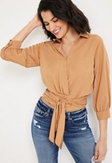 edgely&trade; Collared Tie Front Top, C2325, small
