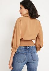 edgely&trade; Collared Tie Front Top, C2325, small