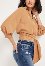 edgely&trade; Collared Tie Front Top, C2325, small