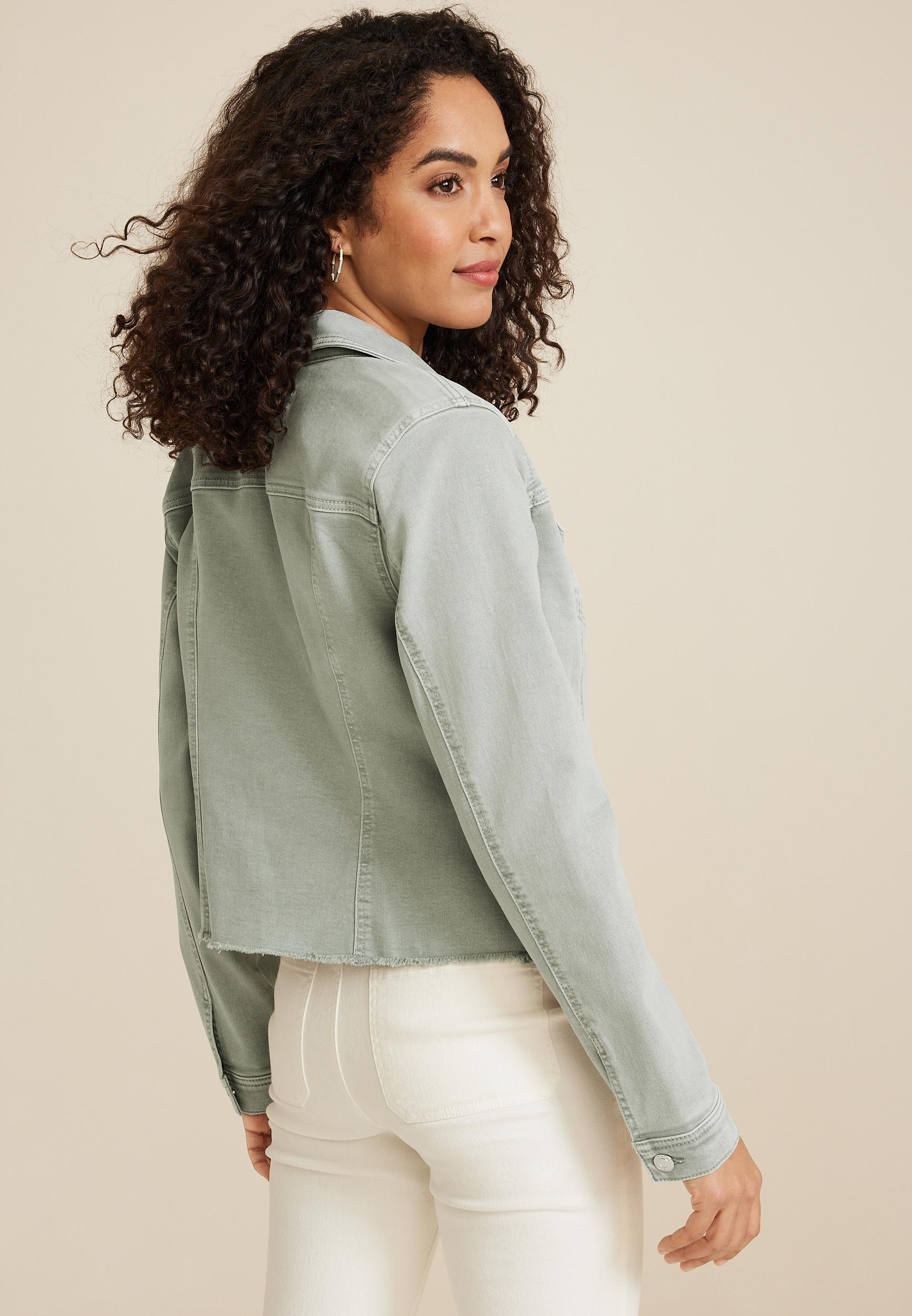 Olive Denim Jacket, C186, large