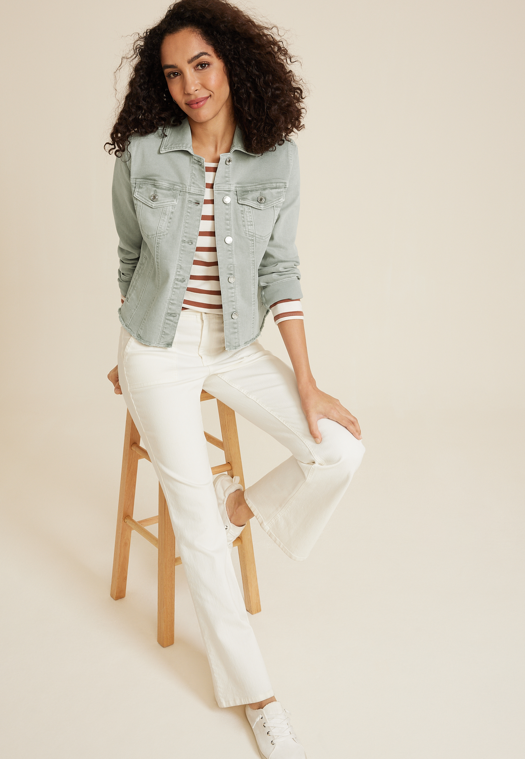 Olive Denim Jacket, C186, large