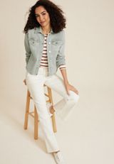 Olive Denim Jacket, C186, small