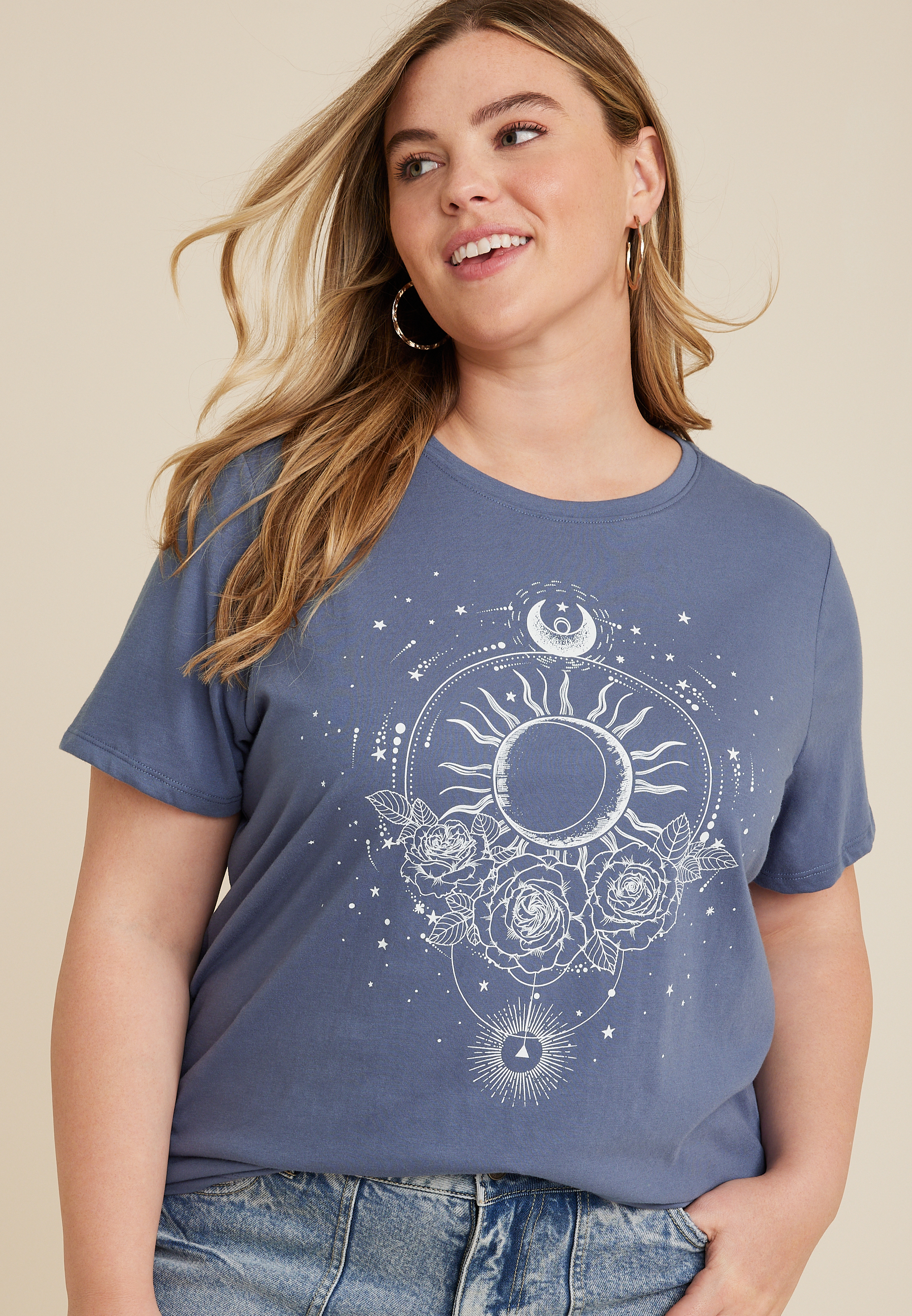 Plus Size Celestial Graphic Tee, C5105, large