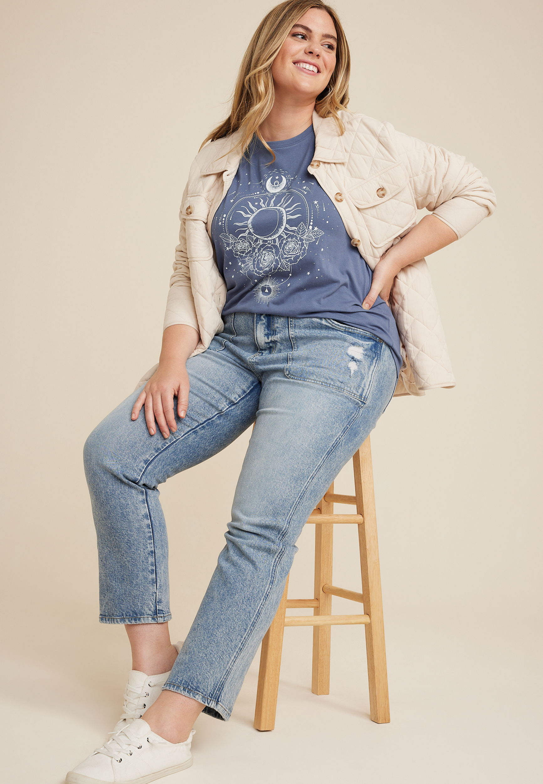 Plus Size Celestial Graphic Tee, C5105, large