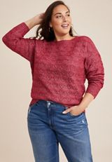 Plus Size Open Stitch Sweater, C9177, small