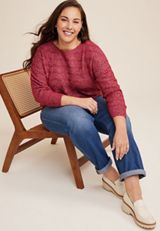 Plus Size Open Stitch Sweater, C9177, small