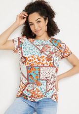24/7 Austin Patchwork Knot Hem Tee, , small