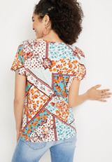 24/7 Austin Patchwork Knot Hem Tee, , small