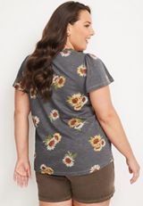 Plus Size 24/7 Waverly Sunflower Flutter Sleeve Tee, , small