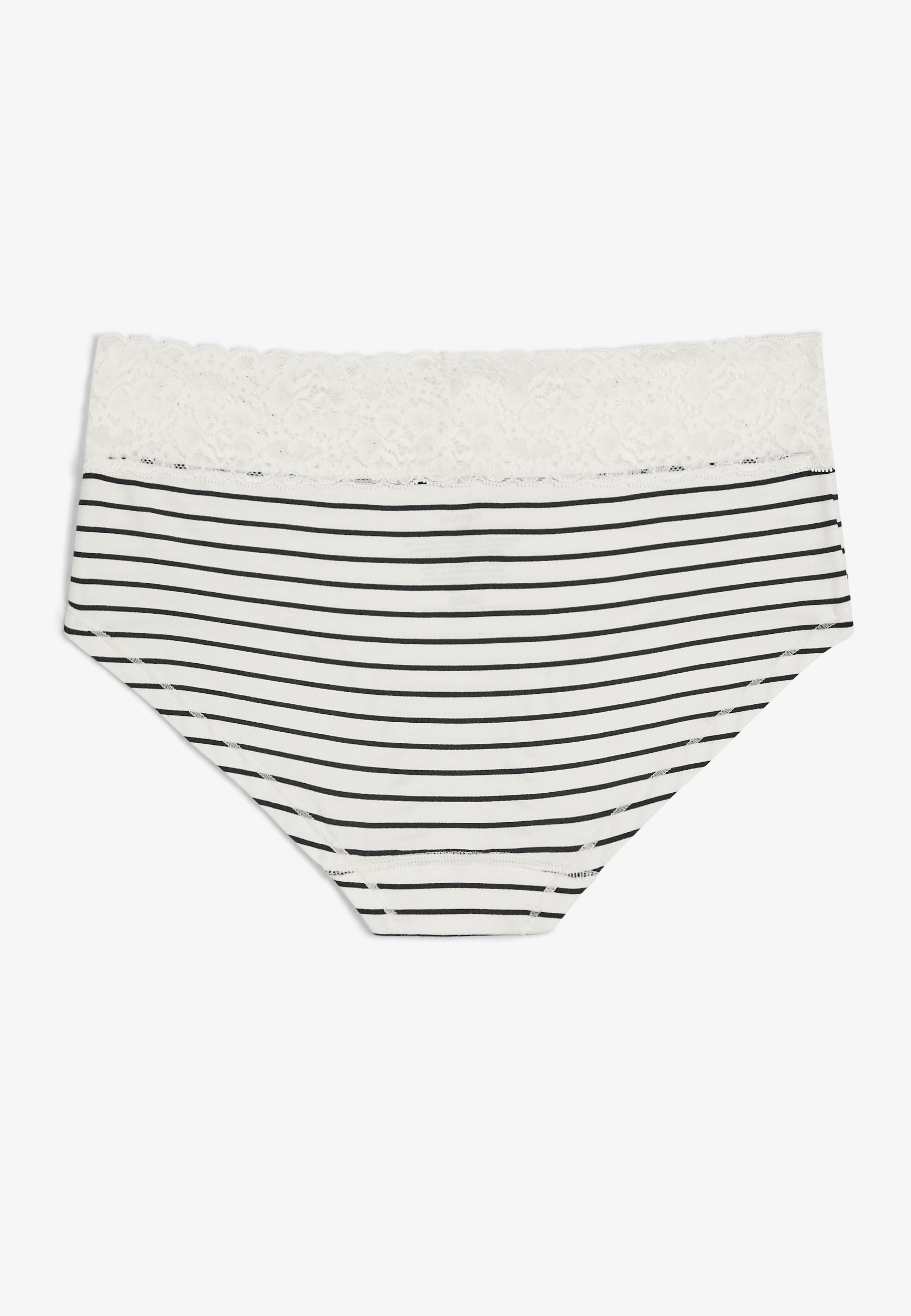 Simply Comfy Wide Lace Trim Striped Boybrief Cotton Panty, WHITE COMBO, large
