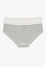 Simply Comfy Wide Lace Trim Striped Boybrief Cotton Panty, WHITE COMBO, small