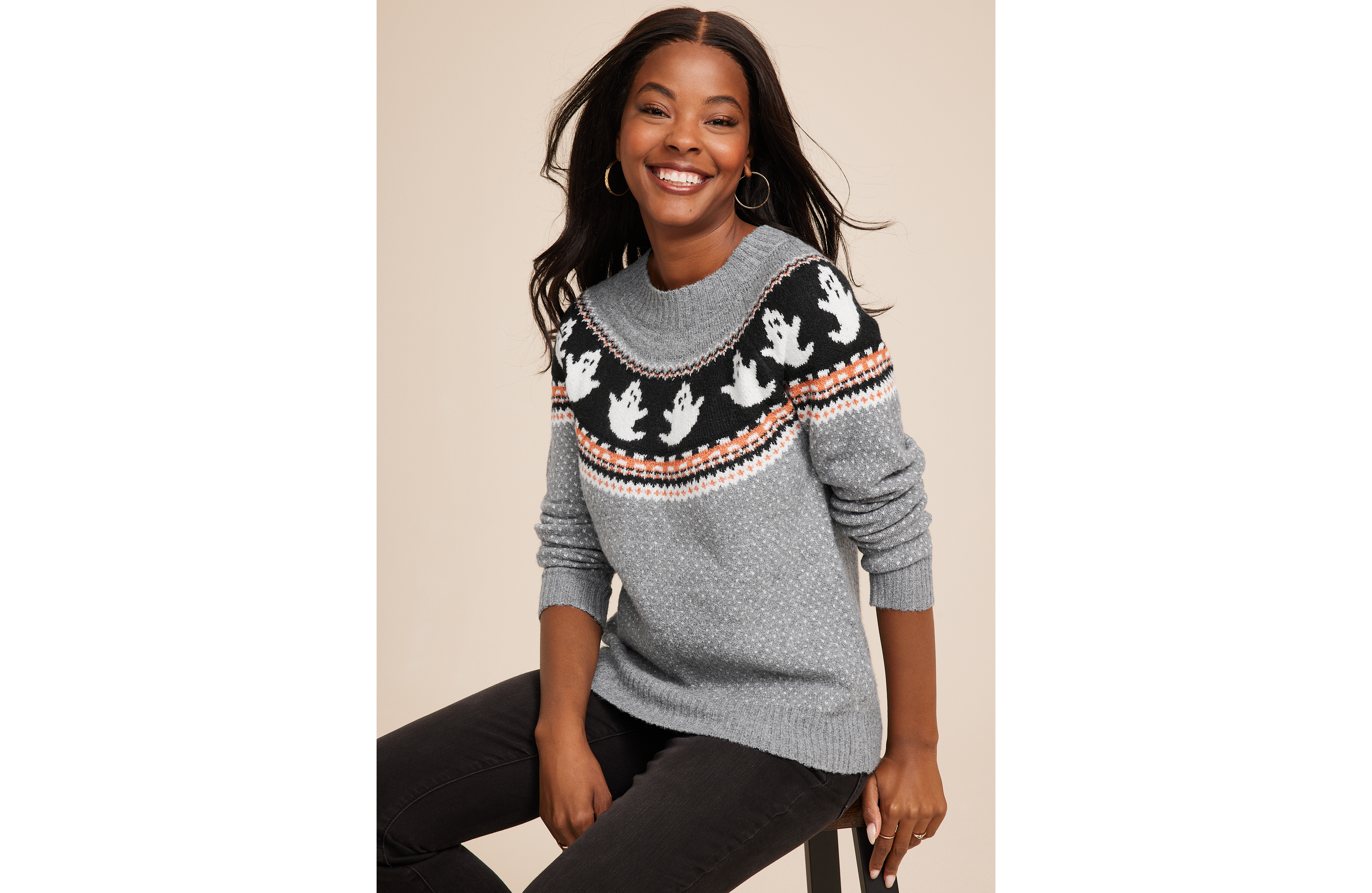 Halloween Ghost Fair Isle Sweater