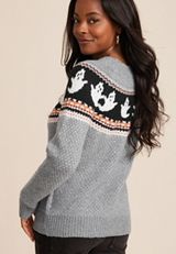 Halloween Ghost Fair Isle Sweater, C2823, small