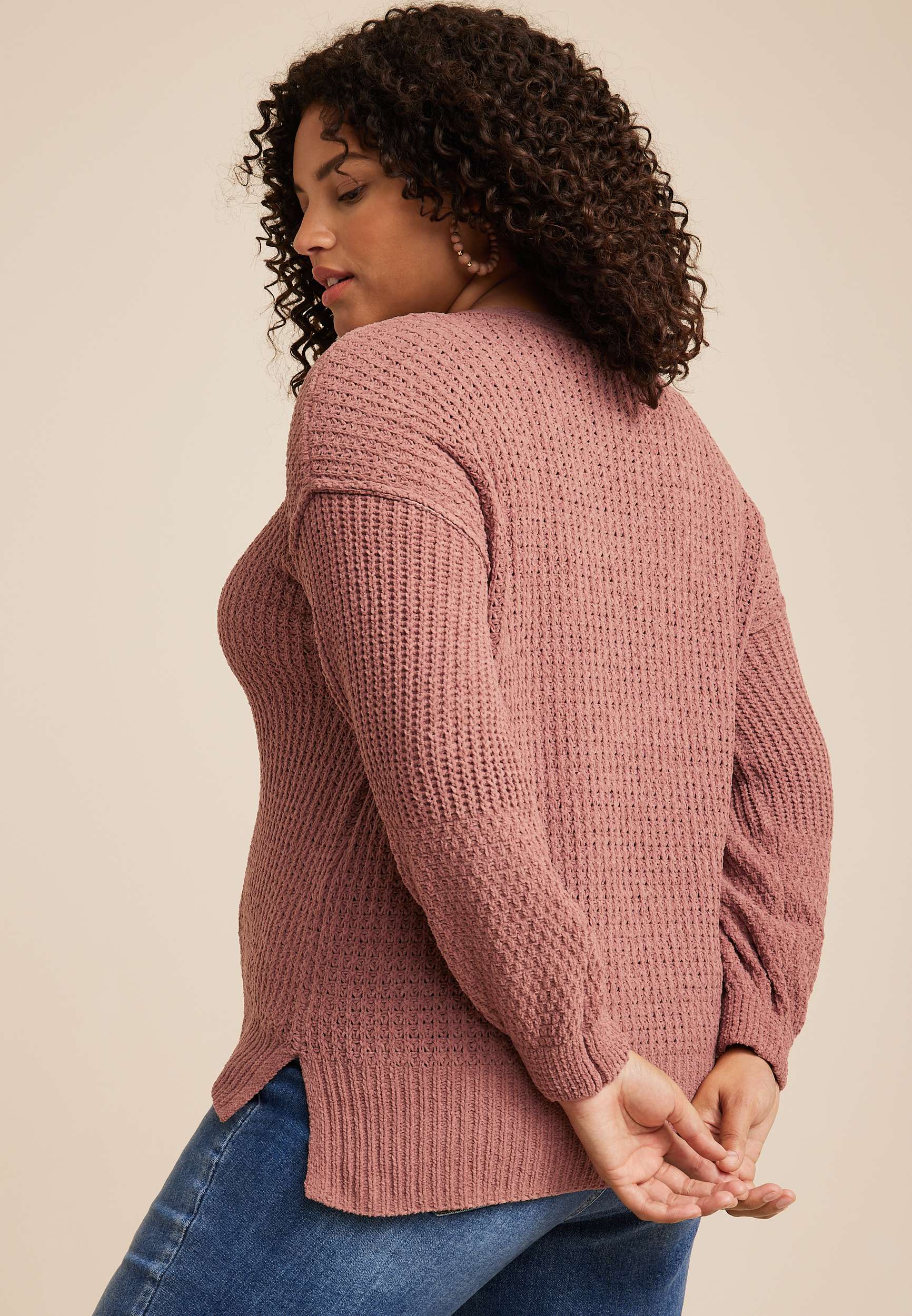 Plus Size Wayfarer Chenille Sweater, C4291, large