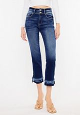 KanCan&trade; Straight Ankle High Rise Ripped Jean, DARK SANDBLAST, small