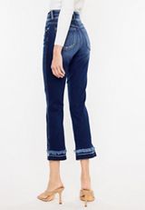 KanCan&trade; Straight Ankle High Rise Ripped Jean, DARK SANDBLAST, small