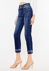 KanCan&trade; Straight Ankle High Rise Ripped Jean, DARK SANDBLAST, small
