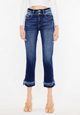 KanCan&trade; Straight Ankle High Rise Ripped Jean, DARK SANDBLAST, small