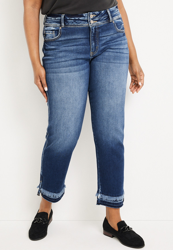 Plus Size KanCan™ Ankle Straight High Rise Ripped Jean | maurices