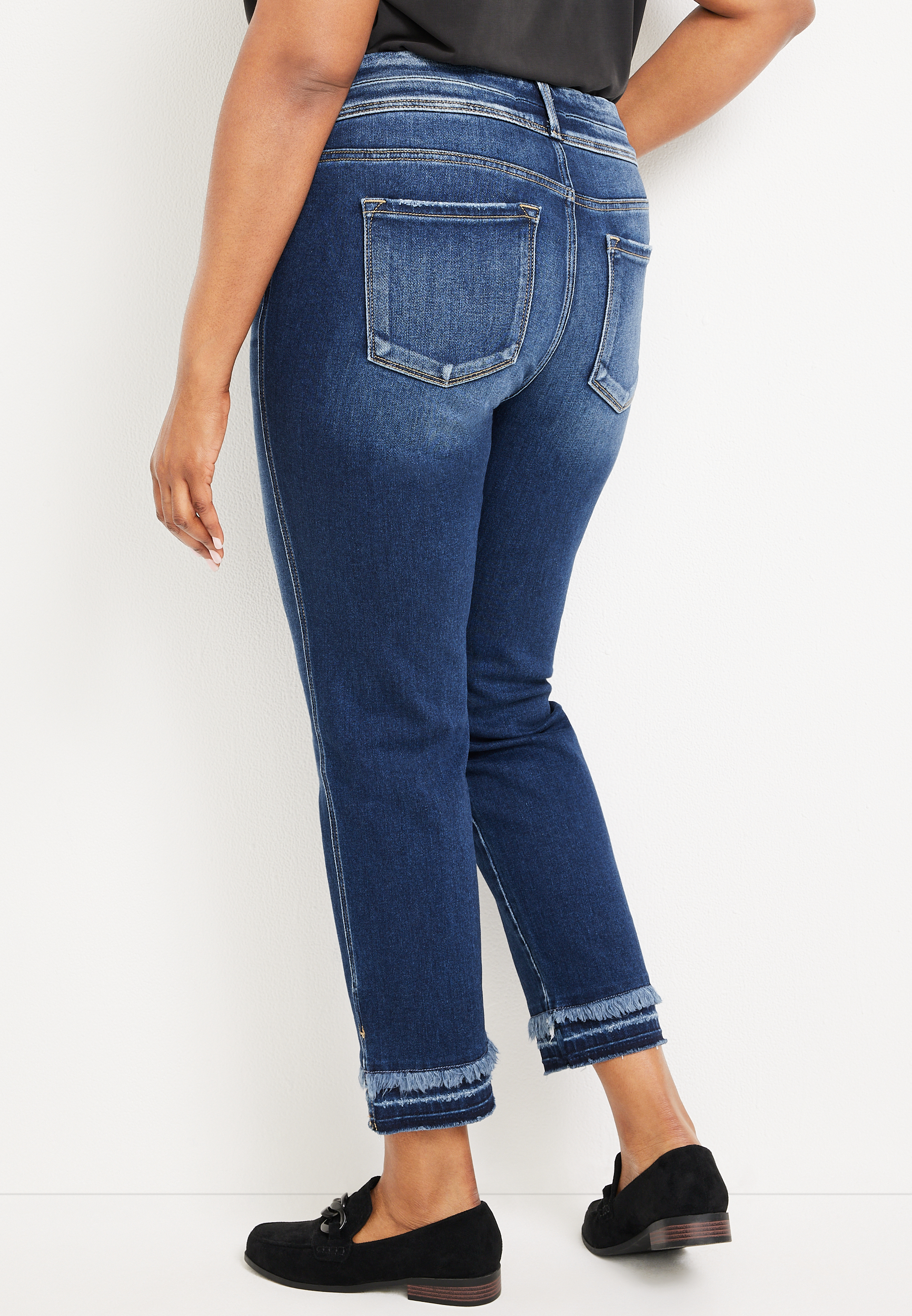 Plus Size KanCan&trade; Ankle Straight High Rise Ripped Jean, C258, large