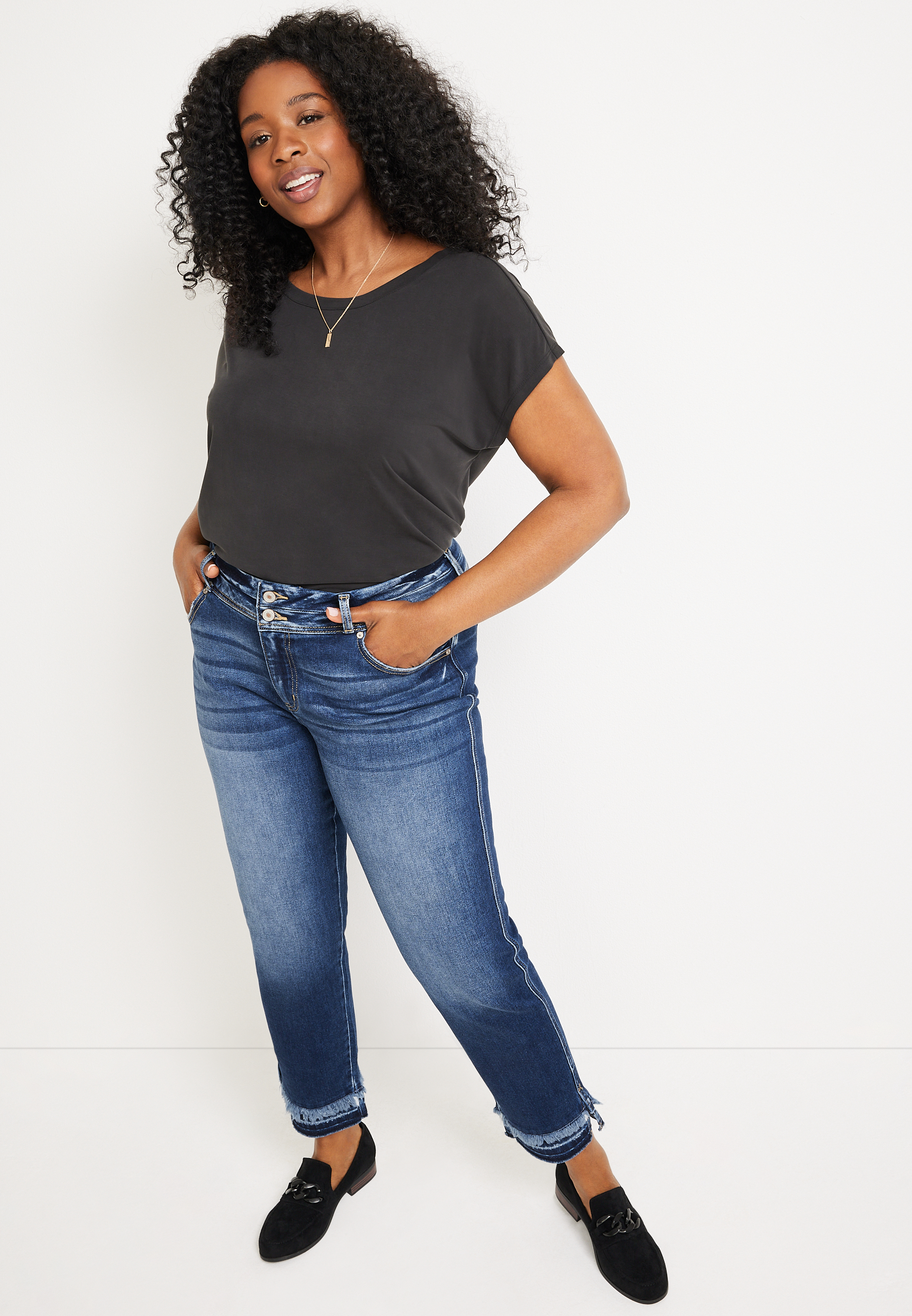 Plus Size KanCan&trade; Ankle Straight High Rise Ripped Jean, C258, large