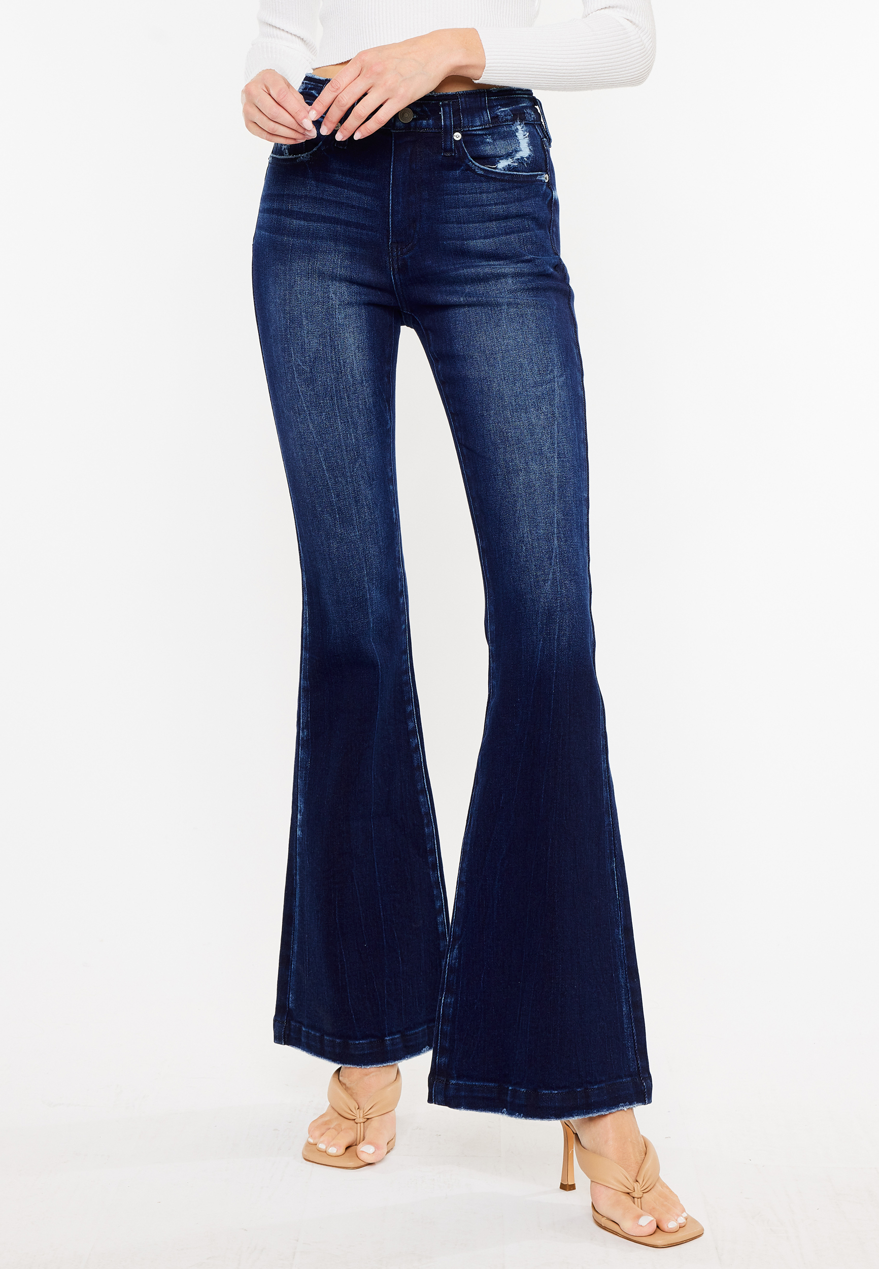 Flare jeans dark blue denim