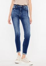 KanCan&trade; Skinny Curvy High Rise Rolled Hem Jean, DARK SANDBLAST, small