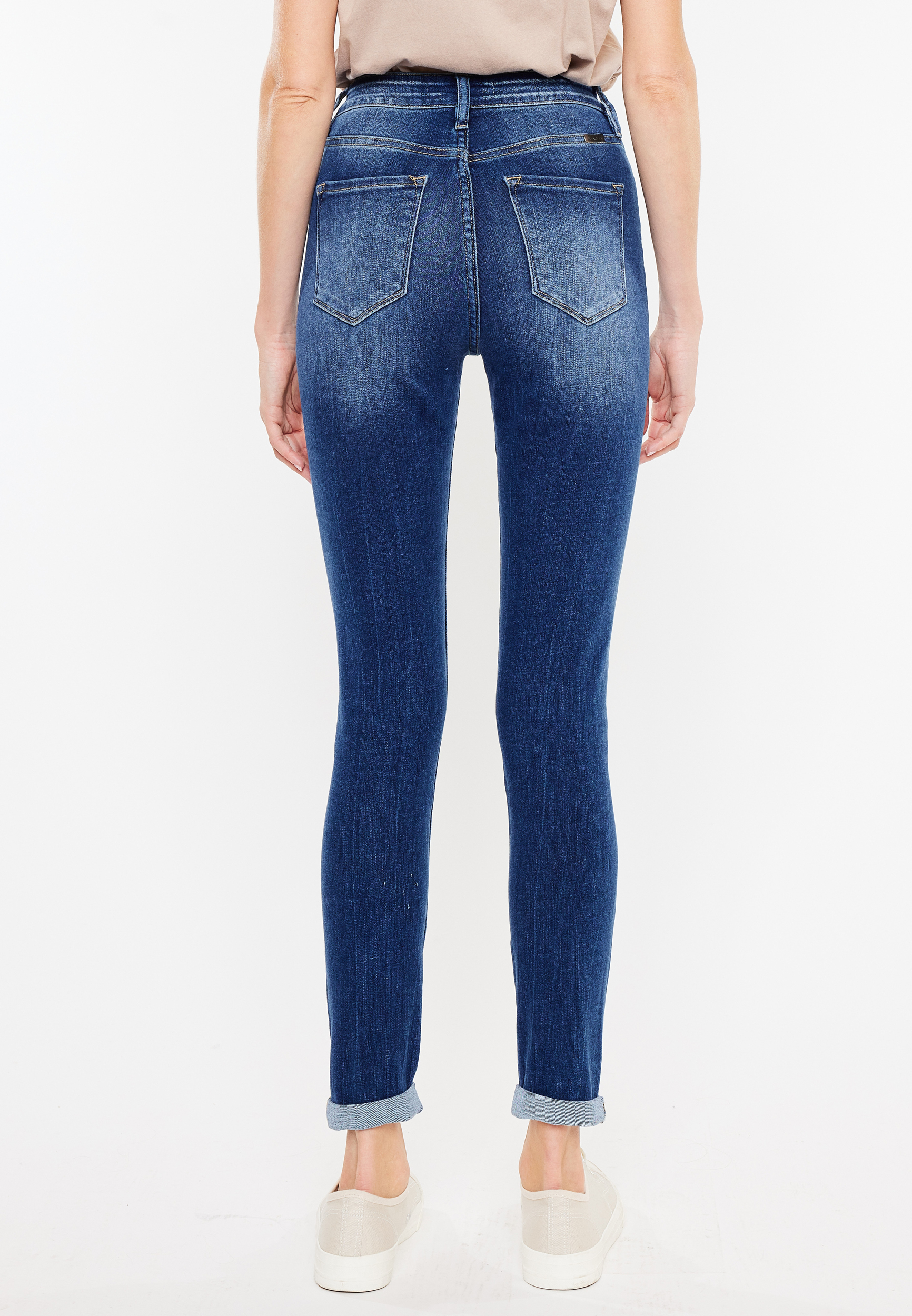 KanCan&trade; Skinny Curvy High Rise Rolled Hem Jean, DARK SANDBLAST, large