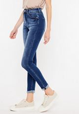 KanCan&trade; Skinny Curvy High Rise Rolled Hem Jean, DARK SANDBLAST, small
