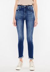 KanCan&trade; Skinny Curvy High Rise Rolled Hem Jean, DARK SANDBLAST, small