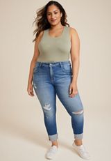 Plus Size KanCan&trade; Skinny Curvy High Rise Cuffed Hem Jean, C3337, small