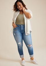 Plus Size KanCan&trade; Skinny Curvy High Rise Cuffed Hem Jean, C3337, small