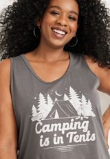 Plus Size Camping Graphic Tank, GREY MOON, small