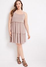 Plus Size 24/7 Ruffle Trim Tiered Mini Dress, , small