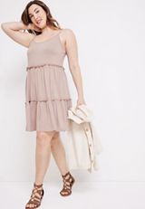 Plus Size 24/7 Ruffle Trim Tiered Mini Dress, , small