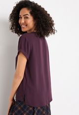 Solid V Neck Blouse, C9149, small