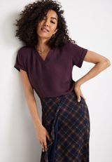 Solid V Neck Blouse, C9149, small