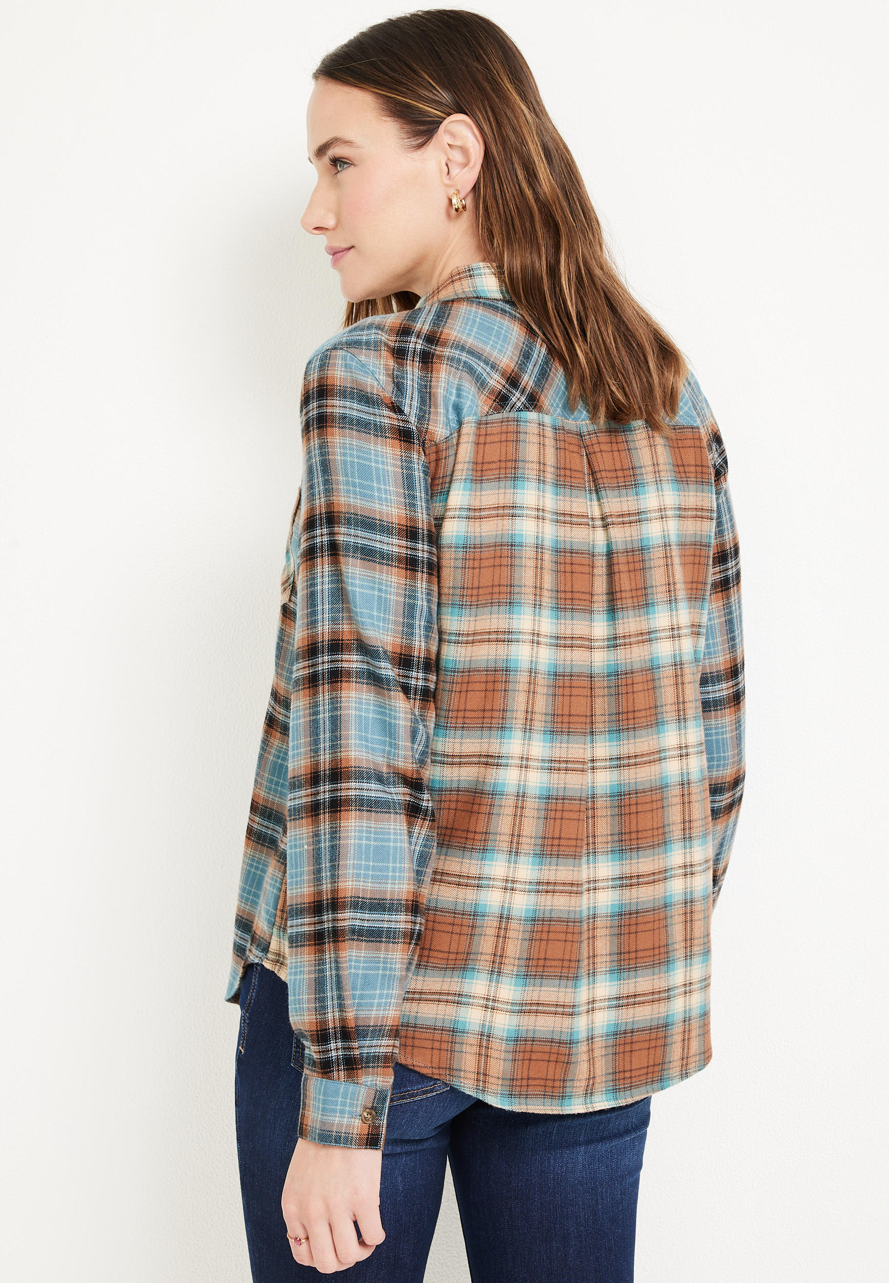 Cabin Plaid Button Up Shirt, C5533, large