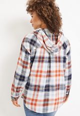 Cabin Plaid Hooded Boyfriend Tunic Shirt, , small