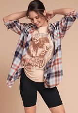 Cabin Plaid Hooded Boyfriend Tunic Shirt, , small