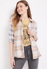 Cabin Plaid Button Up Shirt, MULTI, small