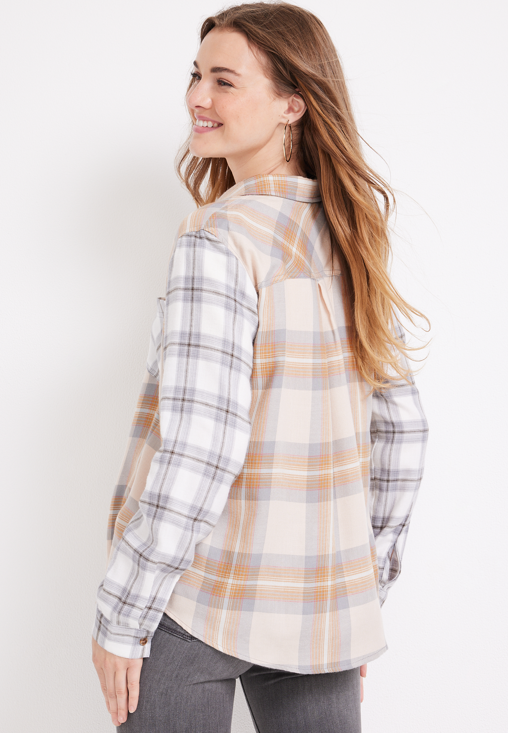 Cabin Plaid Button Up Shirt, MULTI, large
