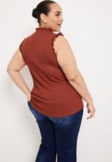 Plus Size Vineyard Ruffle Trim Tank, C5550, small