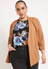 Plus Size Delton Floral Zipper Back Blouse, C1756, small