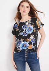 Delton Floral Zipper Back Blouse, C1756, small