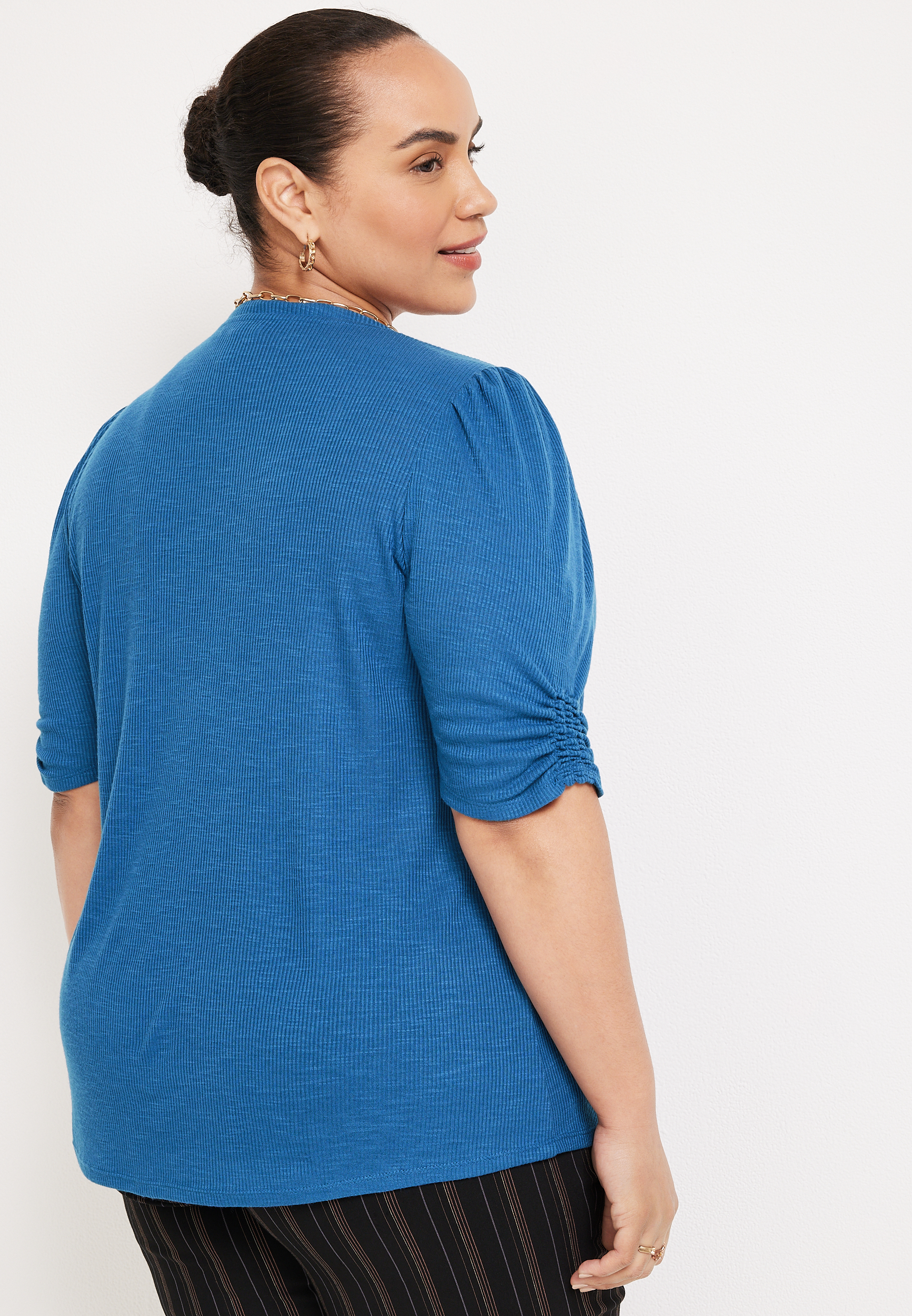 Plus Size Parktown Puff Sleeve Top, C8994, large