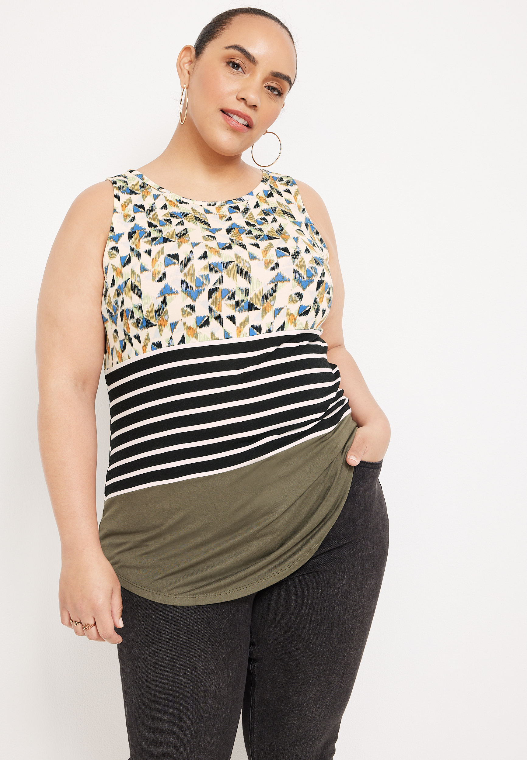 Plus Size 24/7 Gold High Neck Tank Top